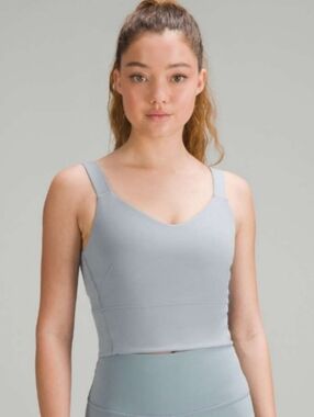 Lululemon Wunder Train Straight Strap Tank Top Chambray Sz 2